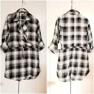 Chrysanthemum Black and White Plaid tunic/ Mini Dress, M